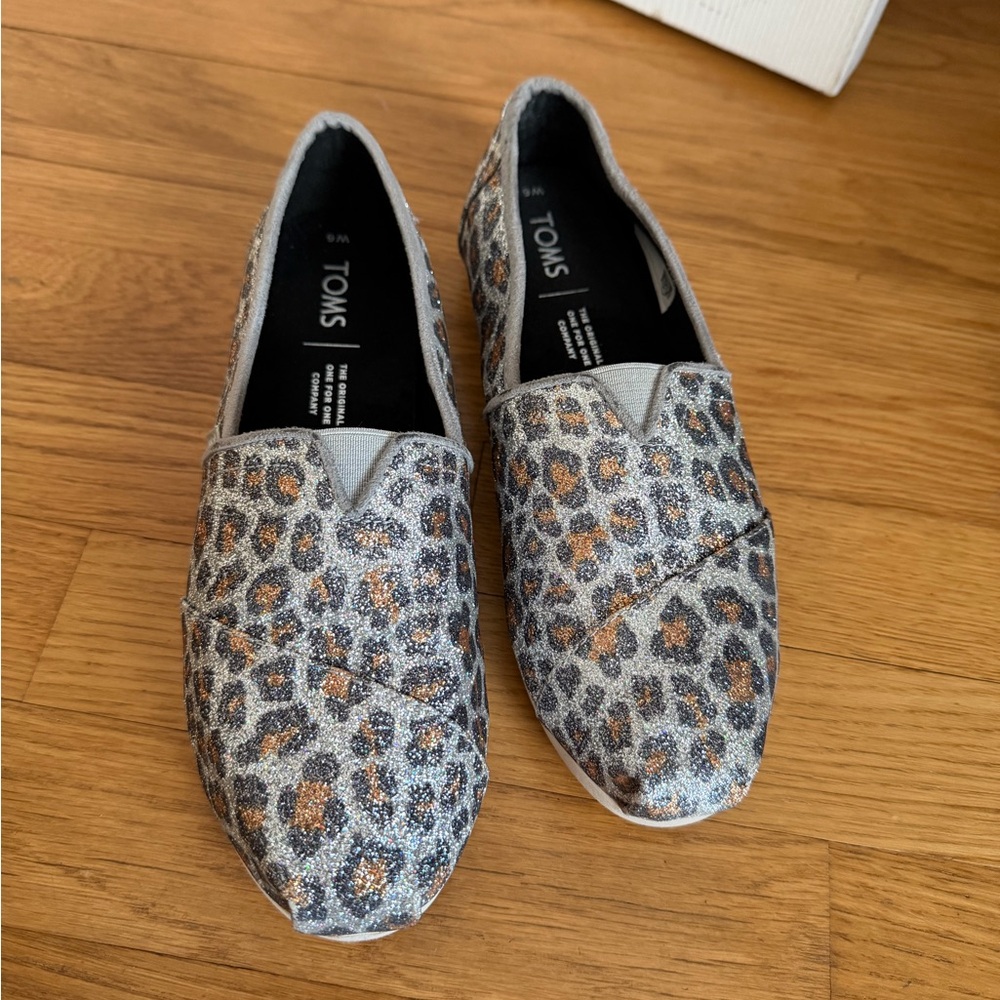 TOMS Glitter Leopard Slip-Ons